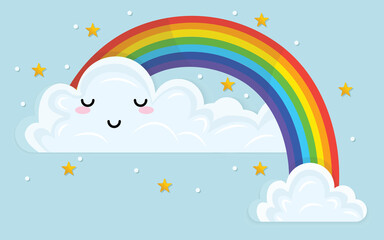 Fototapeta na wymiar Color rainbow with emotion cloud