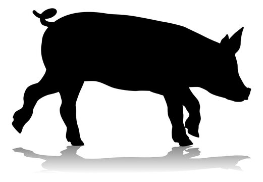 recommend clip art: A pig silhouette farm animal graphic