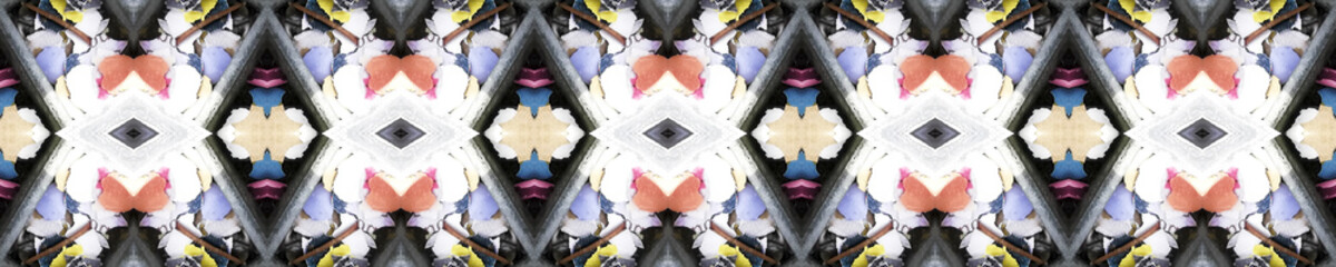 Grunge Tribal Tile. Multicolor Seamless Paper.