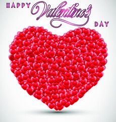 Vector Valentine's day card with red heart made out of hearts
