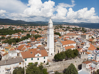 Fototapeta na wymiar Novi Vinodolski, Croatia / Croatia 15th August 2020: Cityscape of town Novi Vinodolski, Croatia