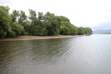 Confluence of Ipel river with Danube river near Chlaba, south Slovakia