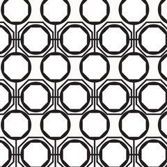 Abstract black geometric of circle and octagon pattern on white background.