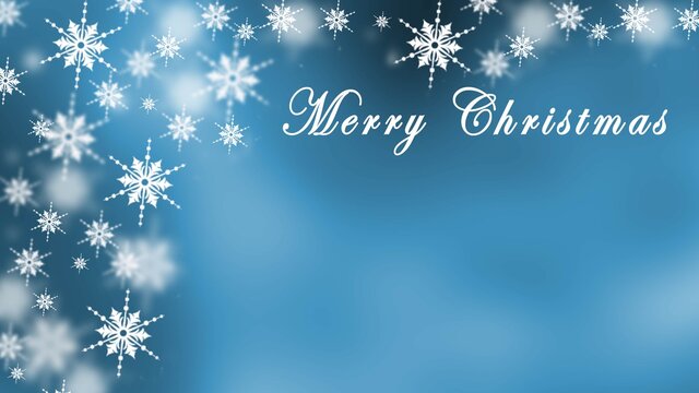 Christmas background in blue design - greeting card with place for your text - Merry Christmas lettering - 3D illustration