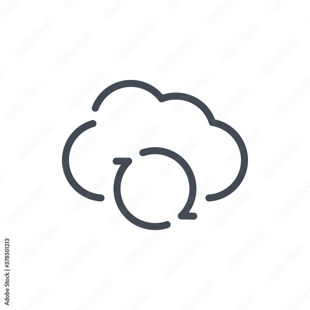 Aufkleber cloud service backup line icon. update cloud vector outline sign.