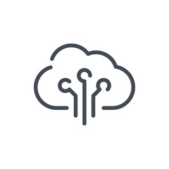 Cloud service connection line icon. Connect to cloud server vector outline sign.
