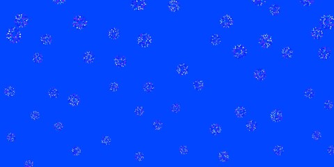 Light pink, blue vector doodle template with flowers.