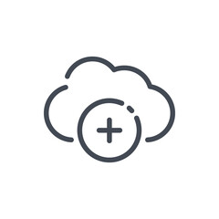Add to Cloud service line icon. Plus with Cloud vector outline sign.
