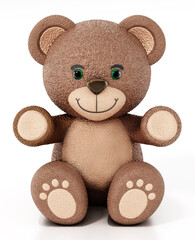 Teddy bear isolated on white background. 3D illustration