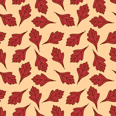 Fototapeta premium Seamless pattern with Hawthorn autumn leaves. Vector illustration 