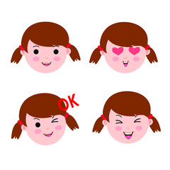 Cute Girl Head Avatar Illustration Vector