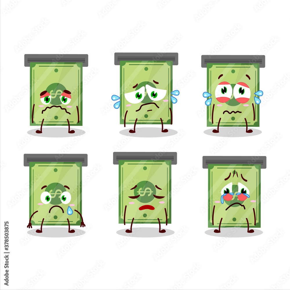 Poster Money slot cartoon character with sad expression