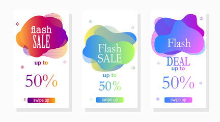 abstract amoeba set of sale labels promotion for social media stories