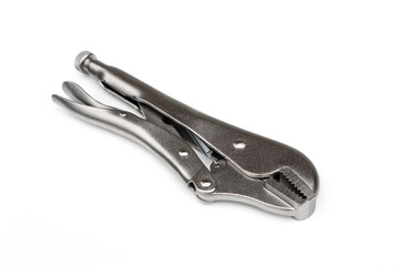 Locking pliers isolated on white background.