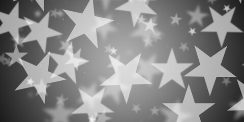 Abstract silver background with flying stars