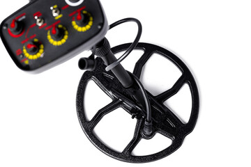 Metal detector parts isolated on white background