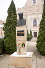 Romania, January 2020, the statue of the poet Kölcsey Ferenc from Satu Mare,