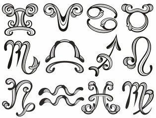 Zodiac signs set.  Astrological vector illustration