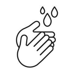 Wash your hands, outline icon, line. Hygiene, disinfection, hand treatment with water, sanitizer. Health care, disease prevention. Clean hands. Vector illustration