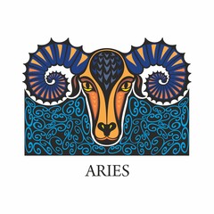 Vector aries horoscope zodiac sign 