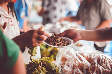 sharing food with humans in society : concept assisting people with homeless food