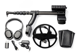 Metal detector parts isolated on white background