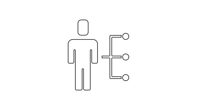 Black line User of man in business suit icon isolated on white background. Business avatar symbol user profile icon. Male user sign. 4K Video motion graphic animation.