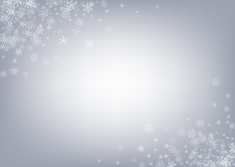Gray Snowflake Vector Gray Background. Xmas Snow 
