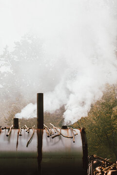 Smoke rising from smoker
