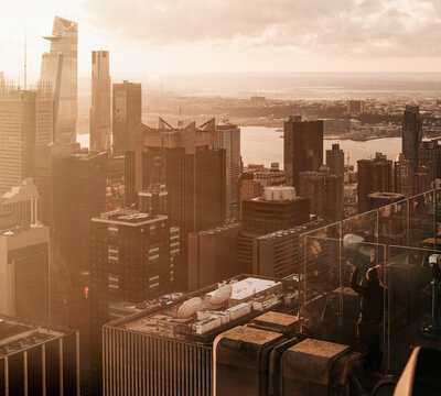 Sunny highrise cityscape, New York City, New York, USA
