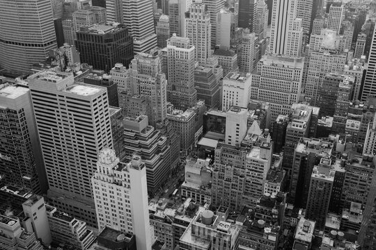 Aerial view New York City highrise buildings, New York, USA
