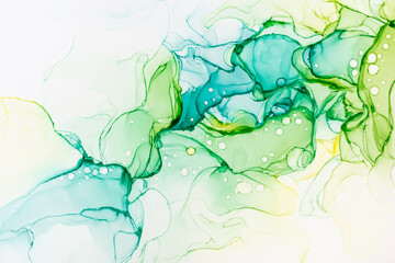 Modern hand painted artwork of abstract transparent alcohol ink background. Art for design