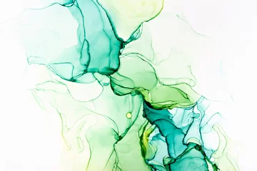 Gordijnen Modern hand painted artwork of abstract transparent alcohol ink background. Art for design © viktoriya89