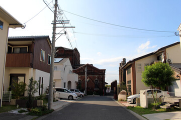 Old colonial buildings in the middle of neighborhood around Moji Station in Kitakyushu