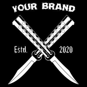 vector illustration of folding knifes for t shirt design or logo