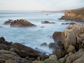 Fototapeta na wymiar Rocks next to the Cantabrian Sea.