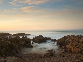 The sky the sea and the rock.