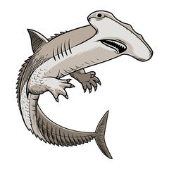 Shark-Alligator. Monster fish. Vector illustration on white background