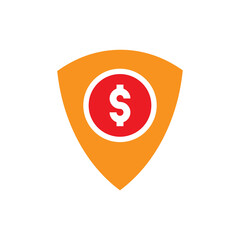 Money Protection vector icon. filled flat sign for mobile concept and web design. Shield, dollar glyph icon. Financial Insurance symbol, logo illustration.