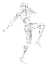 Obraz na płótnie Canvas A silhouette of a female aerobics instructor, hand drawing sketch