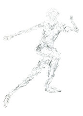 Fototapeta na wymiar A runner hand drawn sketch. Abstract fitness illustration