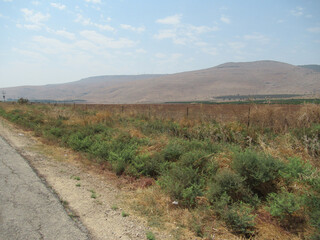 View of Gilboa mountains and fields in Israel