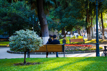 People in the park in city center of Tbilisi