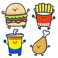 Vector Cartoon Burger Drink Chicken Fries Fastfood.zip