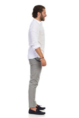 Fototapeta premium Side View Of Standing Elegant Man