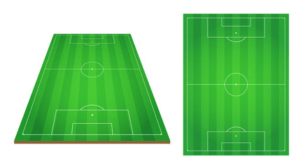 Green football field collection, Perspective view and top view