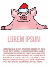 Pork head, Farm animal, butcher shop graphics. Design element for label, emblem,  poster. Vector illustration.
