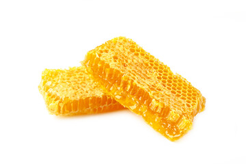 Sweet honeycomb isolated on white background. Top view