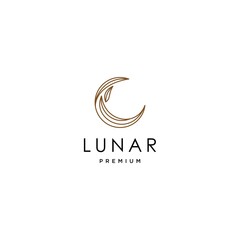 Obraz premium elegant crescent moon and star logo design line icon vector in luxury style outline linear