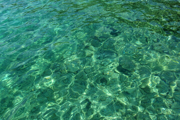 Fototapeta na wymiar transparent calm turquoise sea surface background